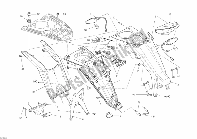 All parts for the Taillight Aus of the Ducati Monster 1100 S ABS 2010
